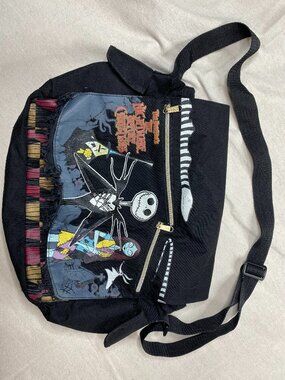 Disney Jack Skellington Nightmare Before Christmas Messenger Bag Black w Strap